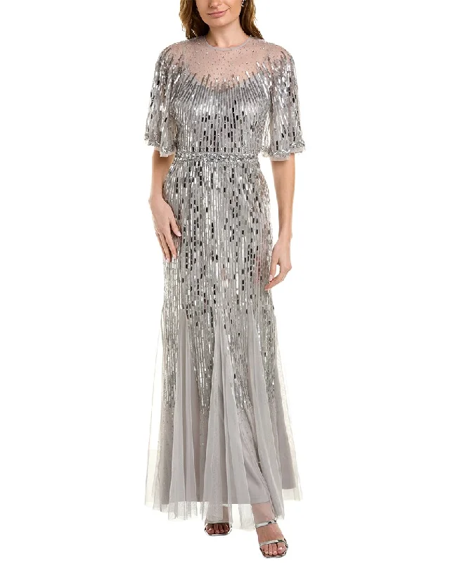 Aidan Mattox Beaded Cape Gown