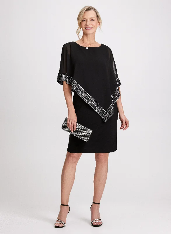 Asymmetrical Capelet Effect Short Dress