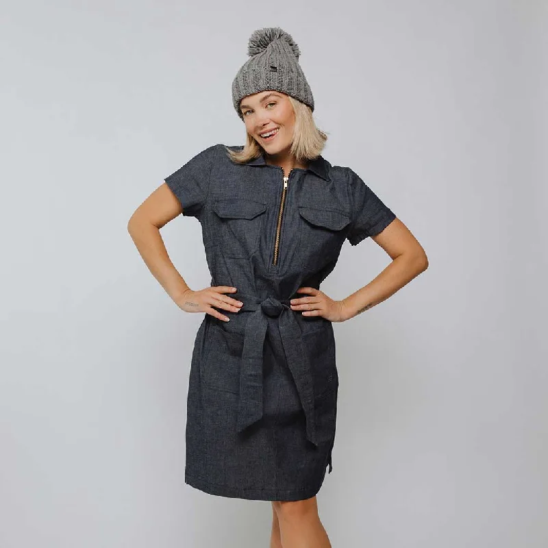 Cape Cod Zip-Up Dress, Denim Indigo