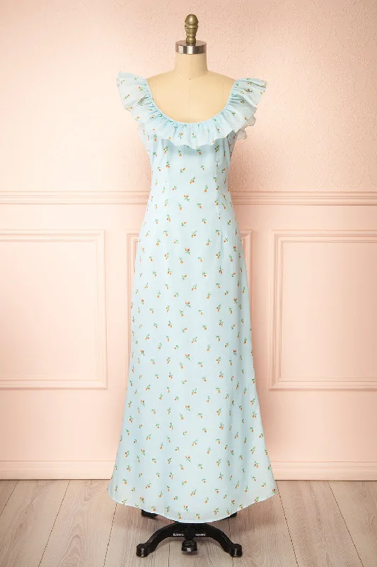 Eddie Blue | Long Dress w/ Floral Print