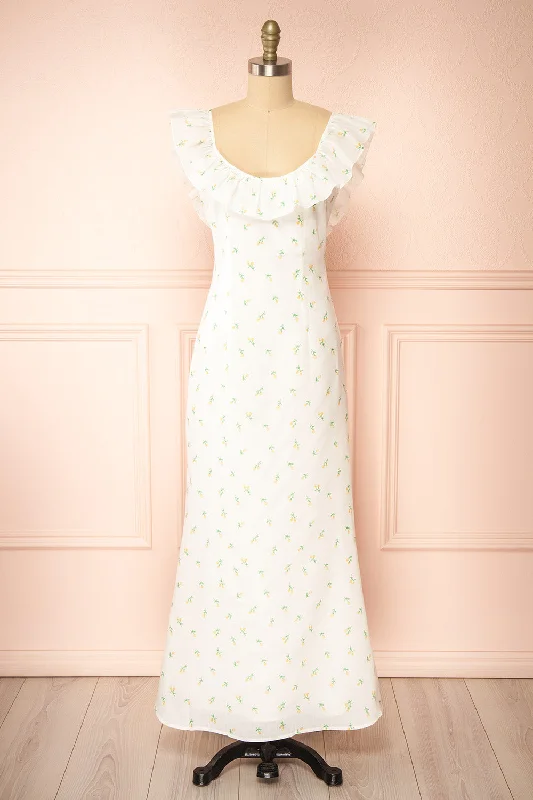 Eddie White | Long Dress w/ Floral Print