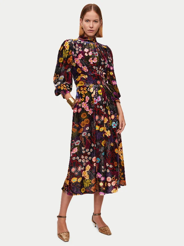 Midnight Garden Velvet Dress | Multi