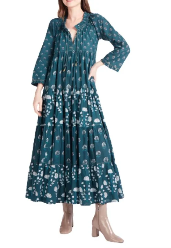 Sonia Long Dress in Green Indira