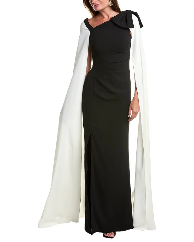 Teri Jon by Rickie Freeman Cape Sleeve Column Gown