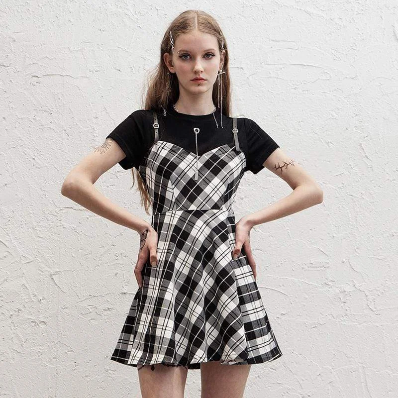 Women's High-waisted Plaid Dresses