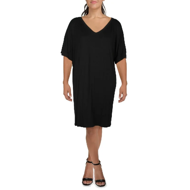 24seven Comfort Apparel Womens V-Neck Knee-Length T-Shirt Dress