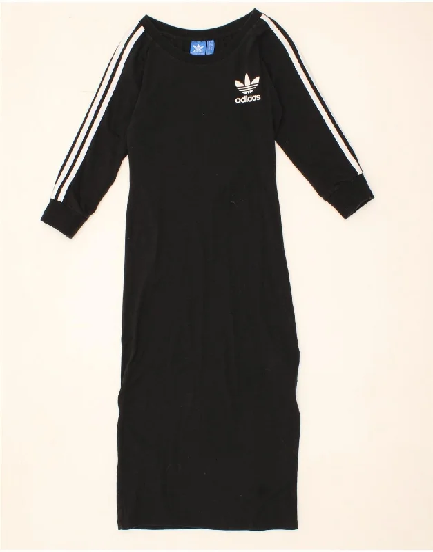 ADIDAS Womens Long Sleeve T-Shirt Dress UK 8 Small  Black Cotton