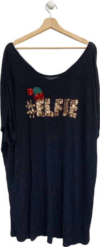 Capsule Black #Elfie Sequin Embellished T-Shirt Dress UK XXXL