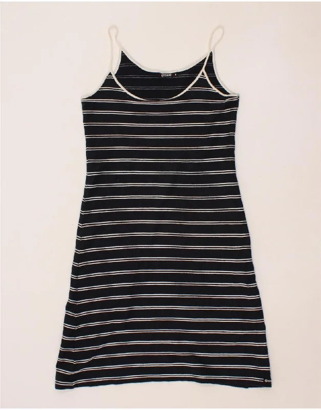 COLMAR Womens Sleeveless T-Shirt Dress UK 8 Small Navy Blue Striped Cotton