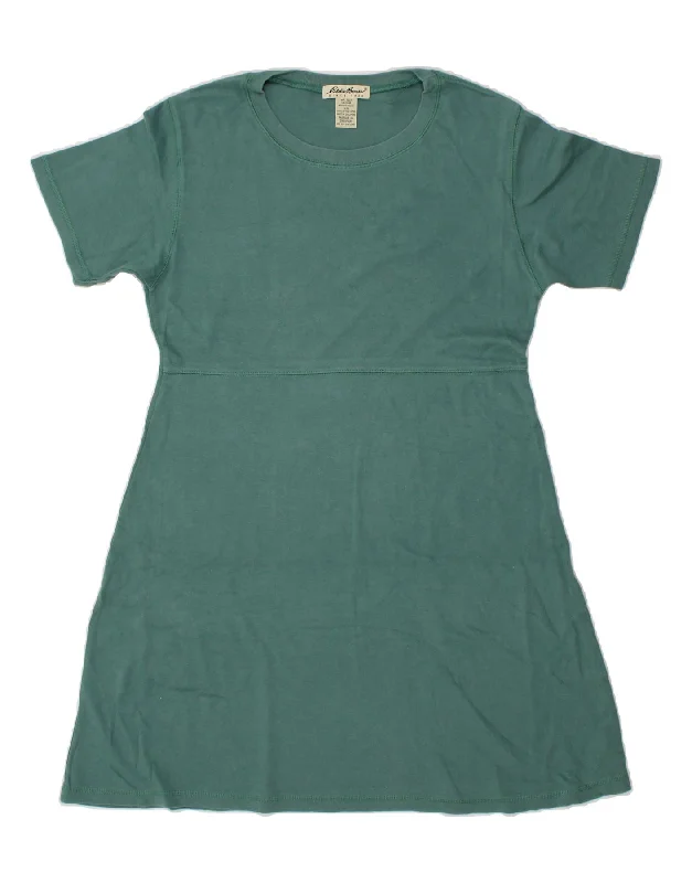 EDDIE BAUER Womens T-Shirt Dress UK 14 Medium Green Cotton