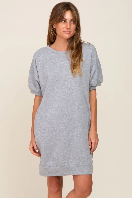 Heather Grey Short Sleeve Oversized T-Shirt Dress