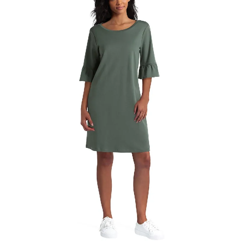 Isaac Mizrahi Womens Crewneck Midi T-Shirt Dress