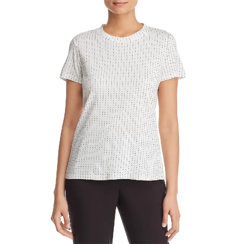 Kenneth Cole New York Womens Wrap Around You Crewneck Polka Dot T-Shirt