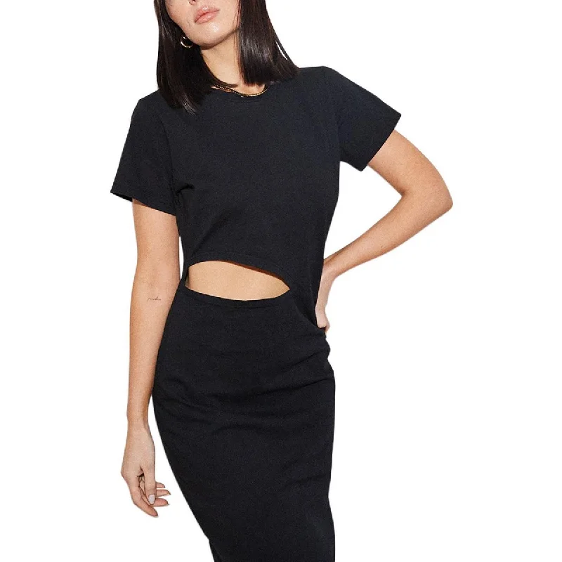 LNA Clothing Womens Alek Ruched Midi T-Shirt Dress