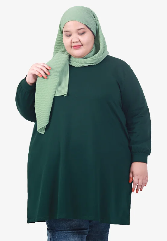 Pocca Long Sweater Dress Tee - Dark Green