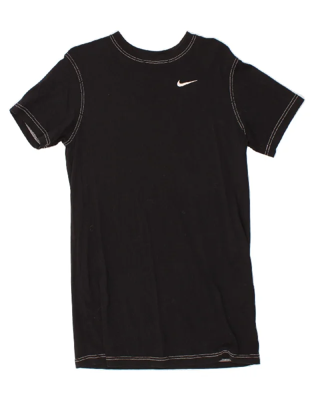 NIKE Womens Graphic T-Shirt Dress UK 6 XS Black Cotton