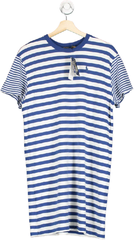 Polo Ralph Lauren Blue Striped Embroidered Polo Pony Logo T-Shirt Dress UK XL