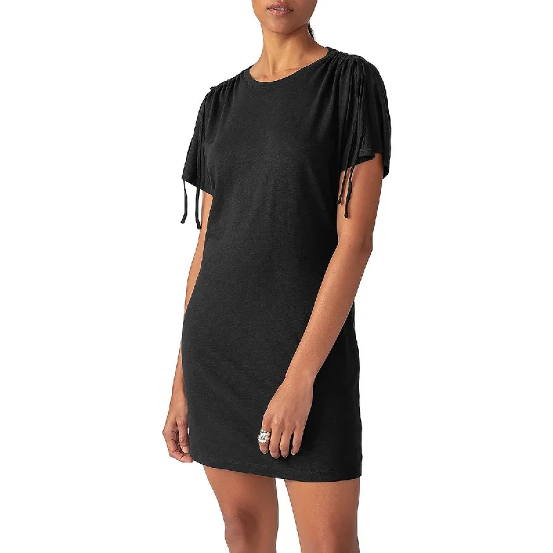 Sanctuary Womens Drawstring Hem Knit T-Shirt Dress