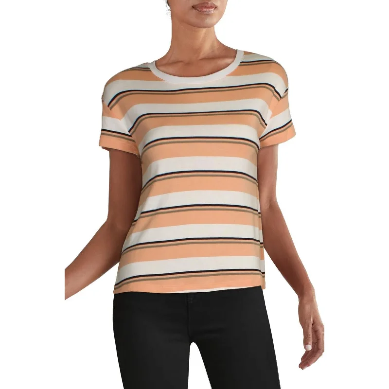 Three Dot's Women's Cotton Blend Striped Split Hem T-Shirt