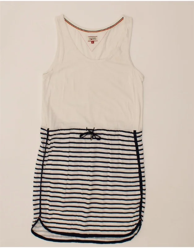 TOMMY HILFIGER Womens Sleeveless T-Shirt Dress UK 10 Small White Striped