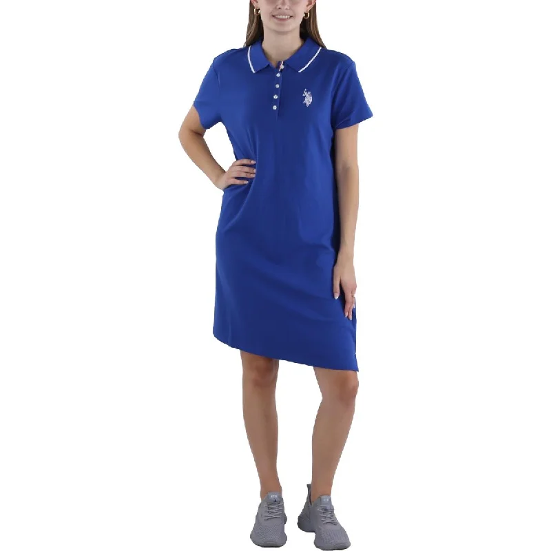 U.S. Polo Assn. Womens Collared Mini T-Shirt Dress