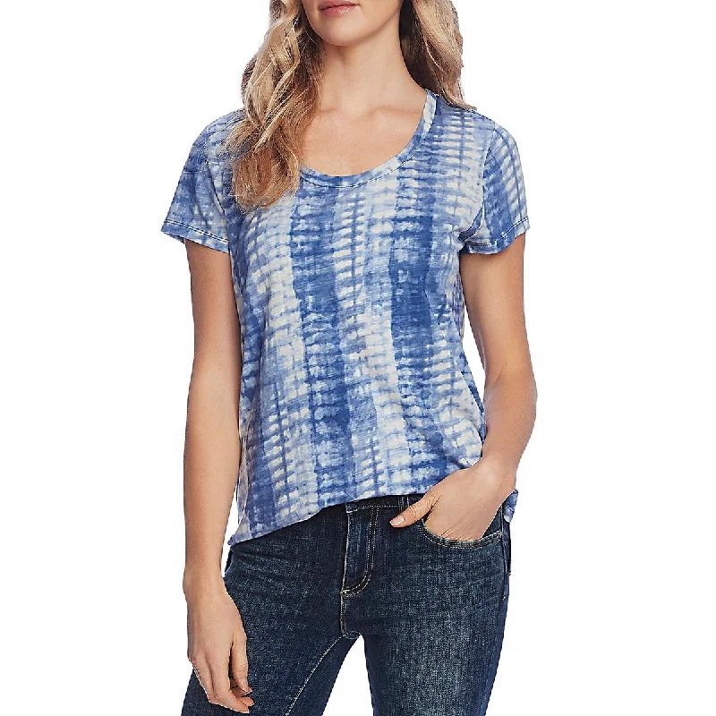 Vince Camuto Womens Tie-Dye Scoop Neck T-Shirt