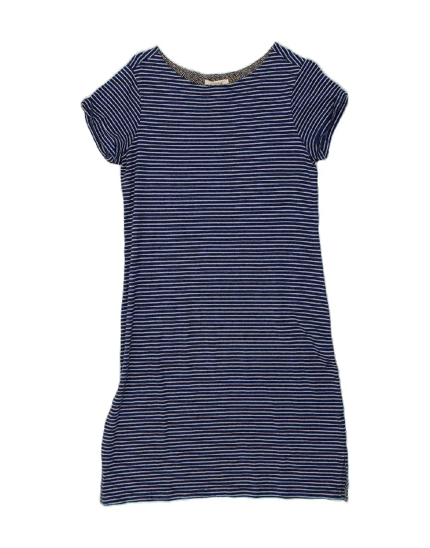 WHITE STUFF Womens T-Shirt Dress UK 14 Medium Navy Blue Striped Cotton