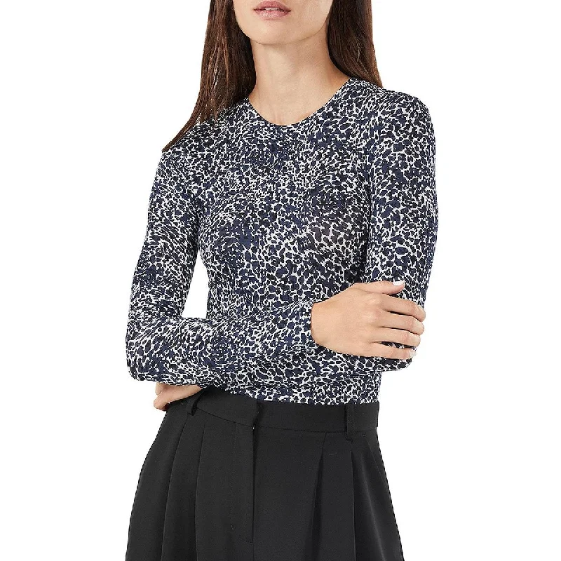 BCBGMAXAZRIA Womens Printed Crewneck Pullover Top