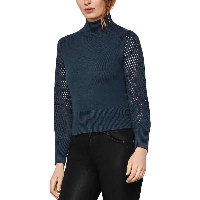 BCBGMAXAZRIA Womens Turtleneck Cropped Pullover Sweater