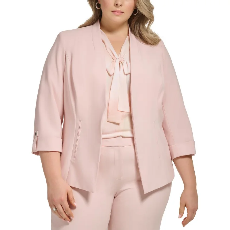 Calvin Klein Womens Plus Solid  Open-Front Blazer