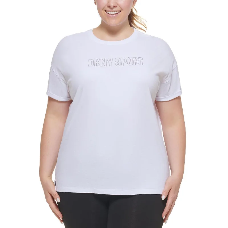 DKNY Sport Womens Plus Cotton Fitness Pullover Top