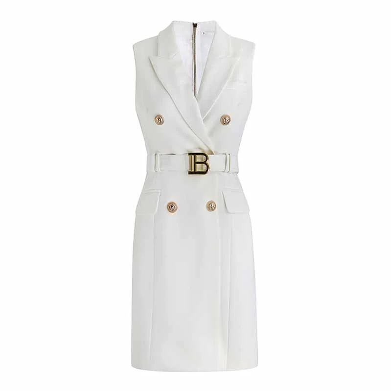 Double Breasted Gold Button Blazer Dress for Women Mini Blazer Dresses