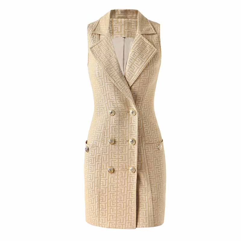 Double Breasted Gold Button Blazer Dress Women Mini Blazer Dresses