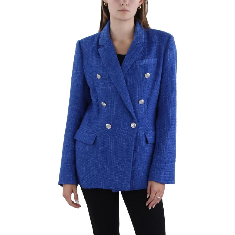 Ellen Tracy Womens Tweed Business Double-Breasted Blazer