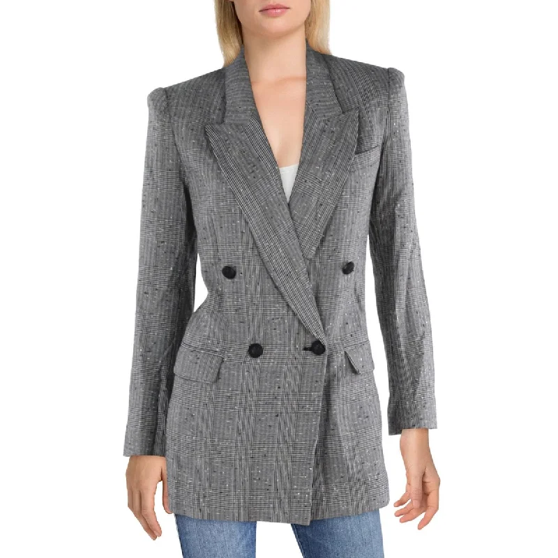 Generation Love Womens Penelope Woven Metallic One-Button Blazer