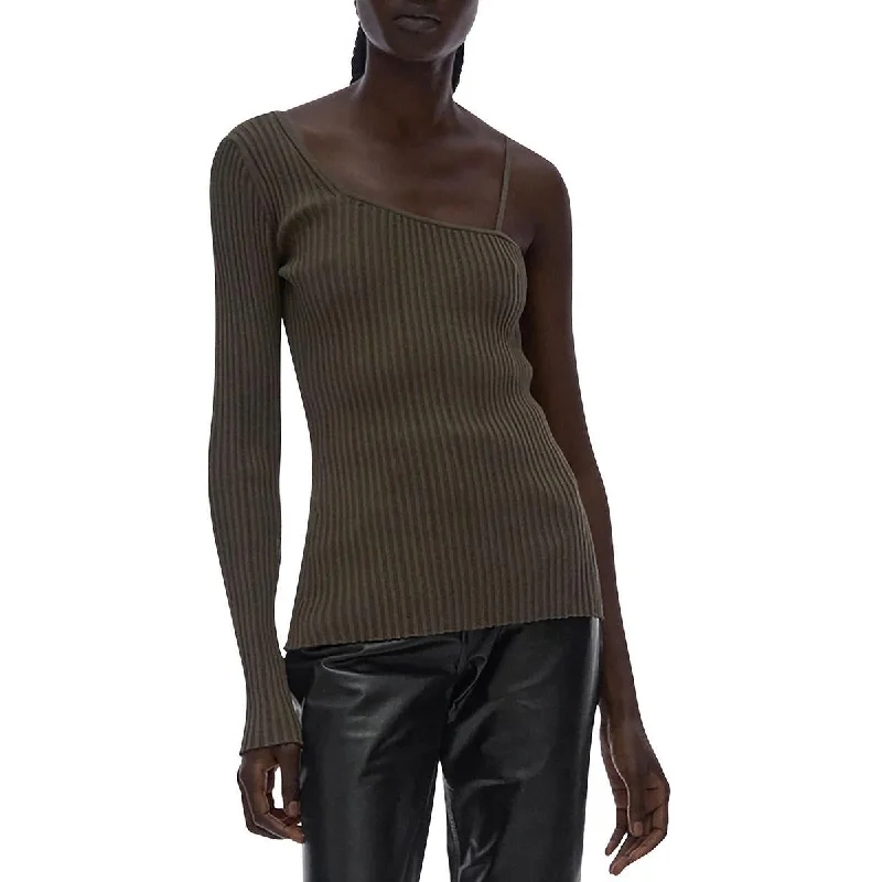 Helmut Lang Womens Ribbed Knit Cross Strap Pullover Top