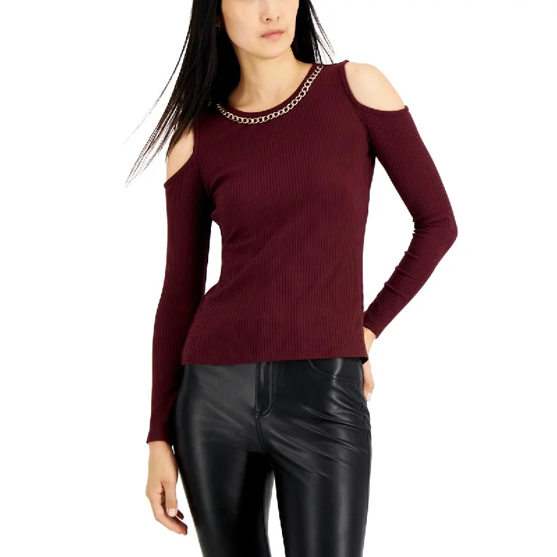 INC Womens Petites Crewneck Chain Pullover Top