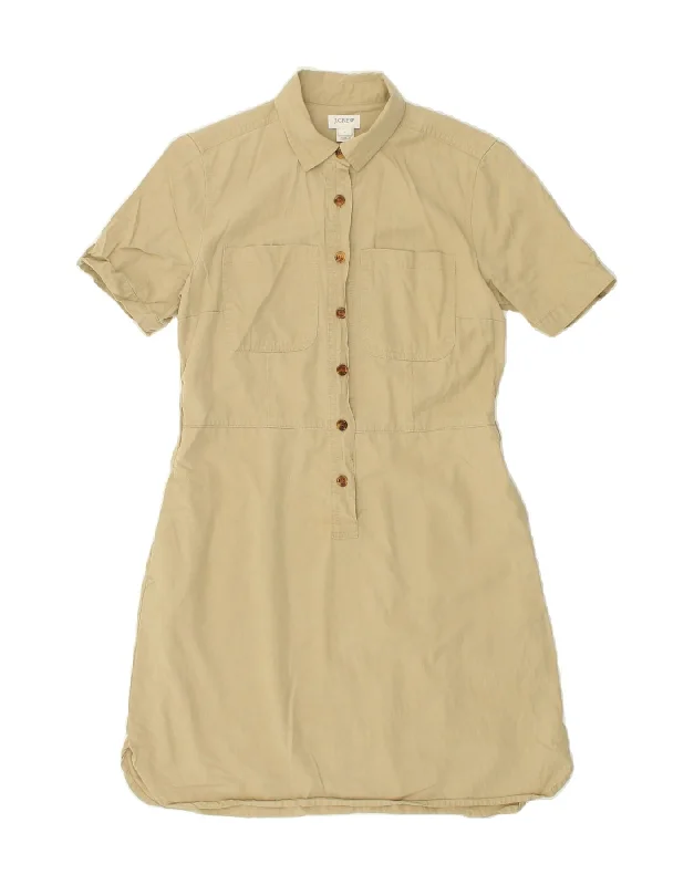 J. CREW Womens Pullover Shirt Dress US 0 XS  Beige Lyocell