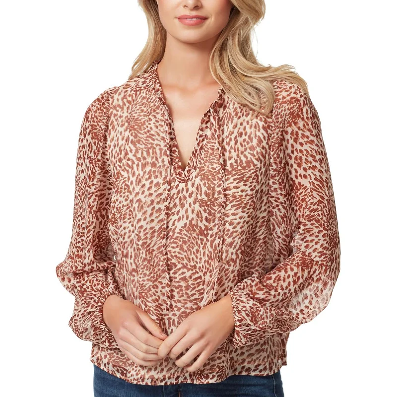 Jessica Simpson Womens Animal Print V-Neck Pullover Top