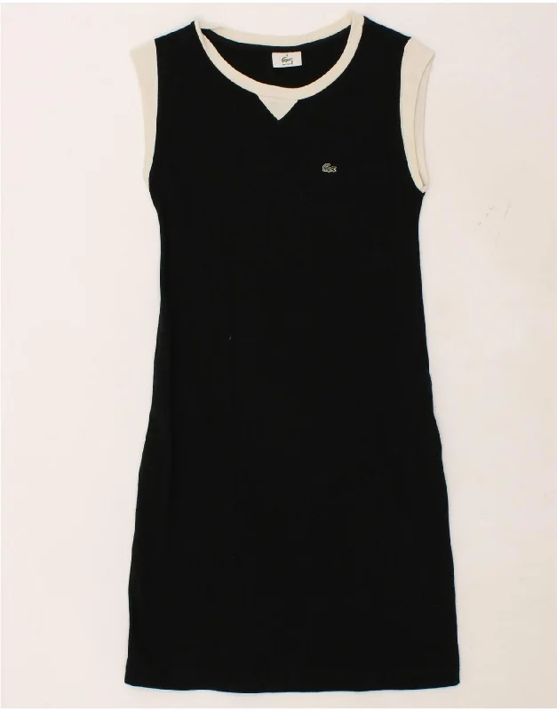 LACOSTE Womens Sleeveless T-Shirt Dress Size 38 Medium Black Cotton