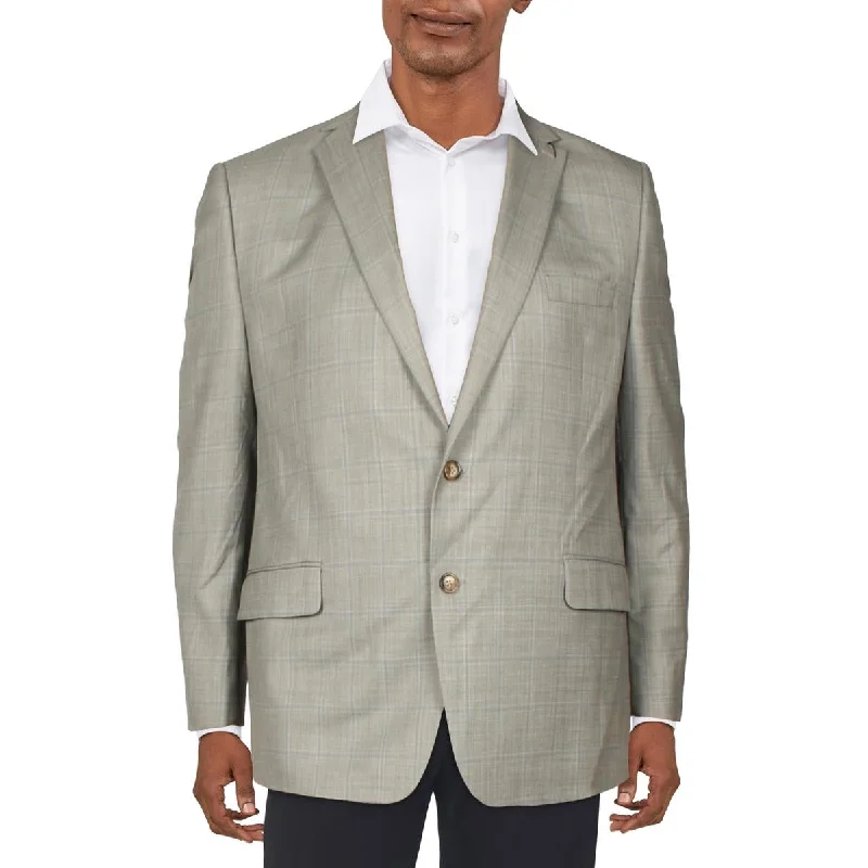 Lauren Ralph Lauren Mens Lancaster Wool Blend Plaid Two-Button Blazer