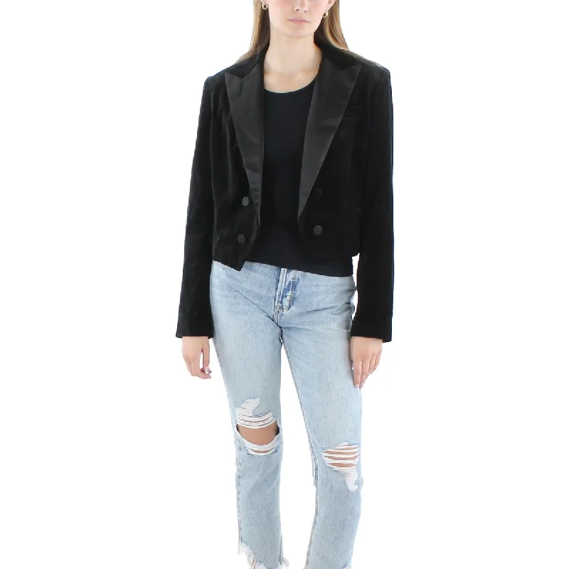 Lauren Ralph Lauren Womens Petites Collar Velvet Open-Front Blazer