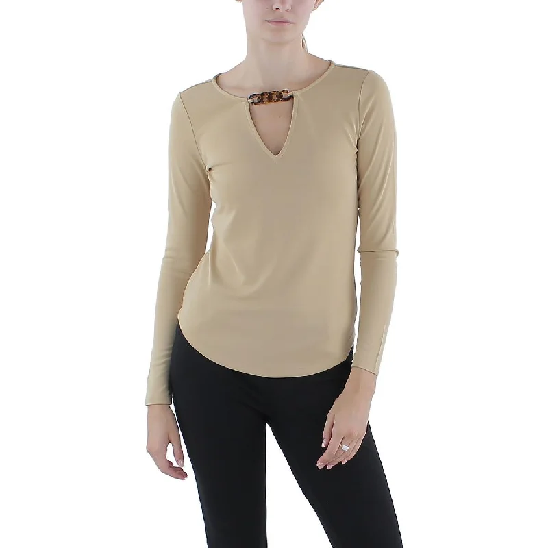 Lauren Ralph Lauren Womens   V-Neck Long Sleeves Pullover Top