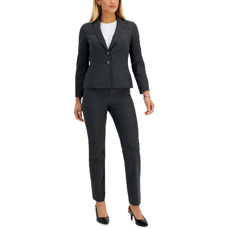 Le Suit Womens Petites Woven Seamed Two-Button Blazer