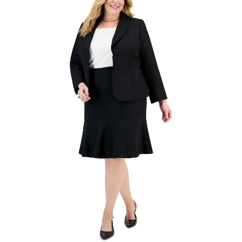 Le Suit Womens Plus Office Business Double-Breasted Blazer