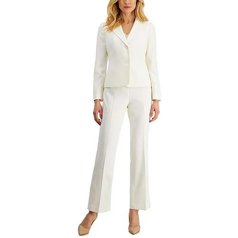 Le Suit Womens Twill Heathered Two-Button Blazer