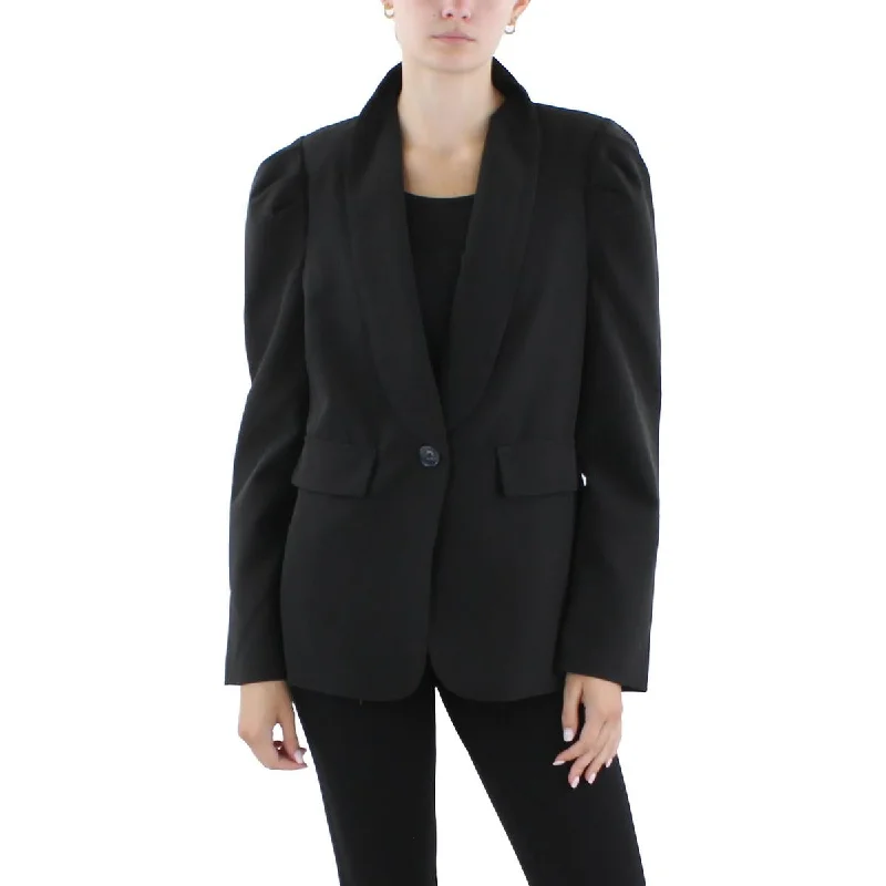 PLM Womens Solid  One-Button Blazer