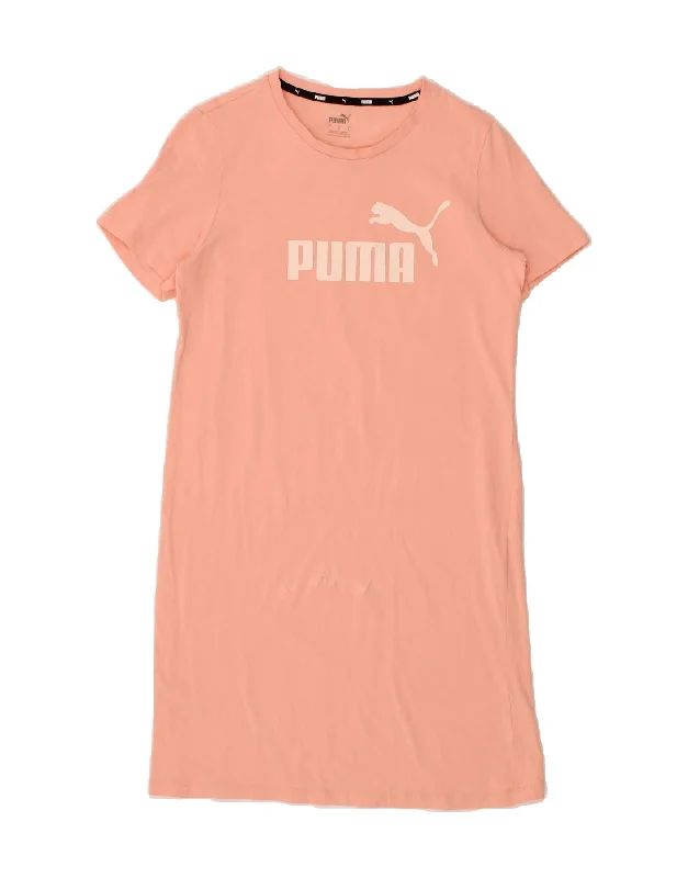 PUMA Womens Graphic T-Shirt Dress UK 14 Large Pink Cotton