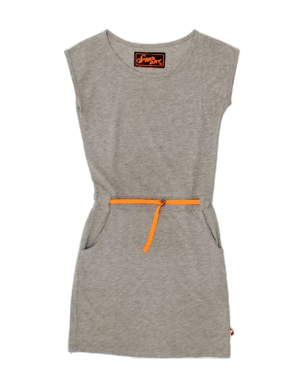 SUPERDRY Womens T-Shirt Dress UK 10 Small Grey Modal