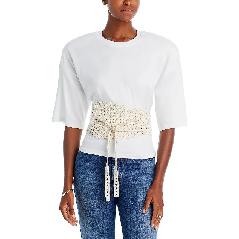 The Mannei Womens Plus Crochet Tee Pullover Top